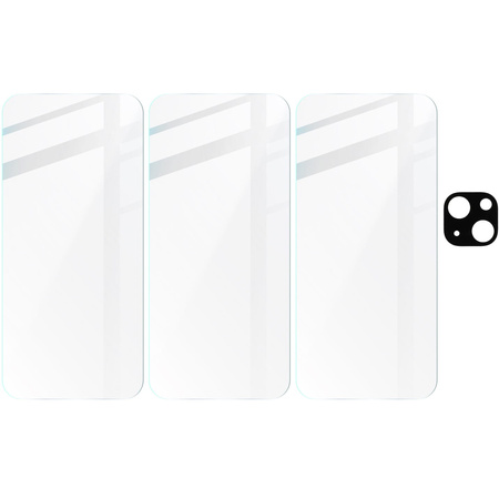 3x Szkło + szybka na aparat BIZON Clear 2 Pack do iPhone 15 Plus