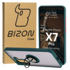 Etui z uchwytem na palec Bizon Case Hybrid Ring do Xiaomi Poco X7 Pro, przydymione z ciemnozieloną ramką
