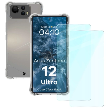 Etui + 2x szkło Bizon Case Clear Pack do Redmi 14C 4G, przezroczyste