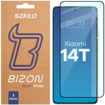 Szkło hartowane Bizon Glass Edge Duo do Xiaomi 14T, czarna ramka, 2 sztuki
