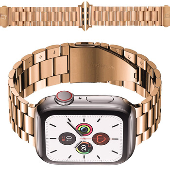 Pasek ze stali nierdzewnej Bizon Strap Watch Aura do Apple Watch 38/40/41/42 mm, różowozłoty