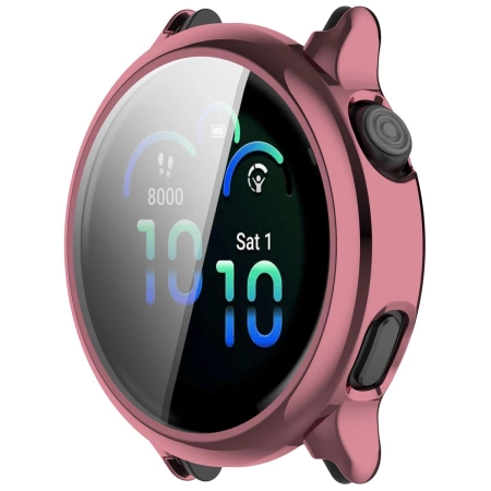 Etui z osłoną ekranu Bizon Case Watch Felipe do Garmin Vivoactive 6, różowe