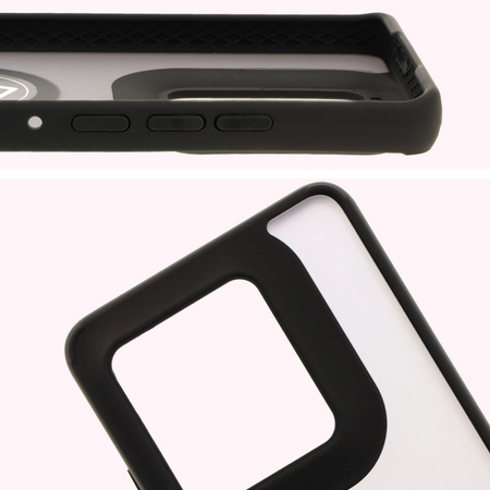 Etui z uchwytem na palec Bizon Case Hybrid Ring do Motorola Edge 50 Ultra, przydymione z czarną ramką