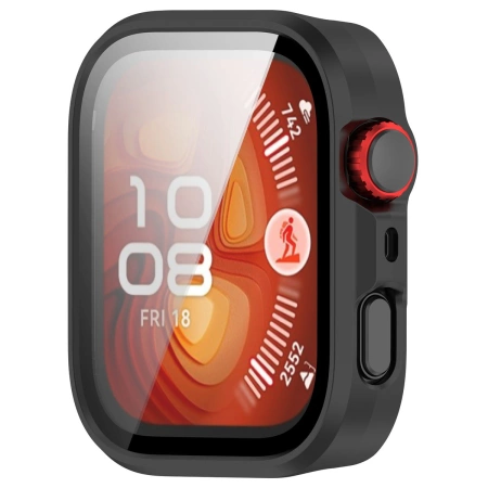 Etui ze szkłem do zegarka Bizon Case Watch Adamo do Huawei Watch Fit 4 Pro, czarne matowe