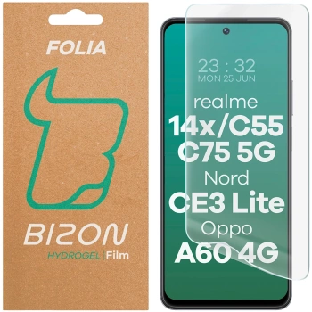 Folia hydrożelowa na ekran Bizon Glass Hydrogel Front do Realme 14x 5G / C55 / C75 / OnePlus Nord CE 3 Lite / Oppo A60 4G, 1 sztuka