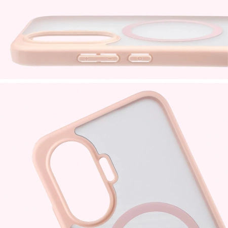 Etui z pierścieniem magnetycznym Bizon Case MatteO do Xiaomi POCO F7, przydymione-różowe