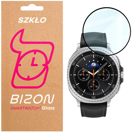 Szkło hybrydowe Bizon Glass Watch Edge Hybrid dla Galaxy Watch 8 Classic 46 mm, czarne