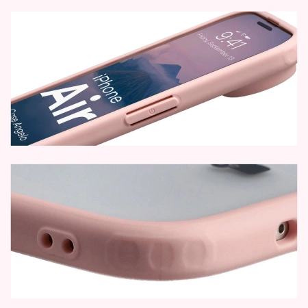 Etui Bizon Case Angelo do iPhone Air, półprzezroczyste z jasnoróżową ramką