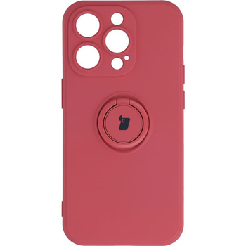 Etui Bizon Case Silicone Ring Sq do iPhone 14 Pro, brudny róż