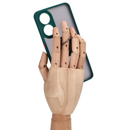 Etui z uchwytem na palec Bizon Case Hybrid Ring do Oppo Reno8 T, przydymione z ciemnozieloną ramką