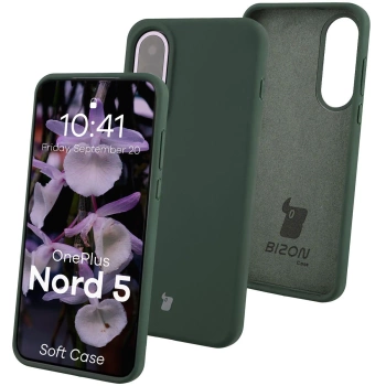 Silikonowe etui Bizon Soft Case do OnePlus Nord 5, ciemnozielone