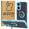Etui z uchwytem na palec Bizon Case Hybrid Ring do Oppo A78 5G, przydymione z jasnoniebieską ramką