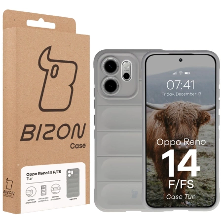 Pancerne etui Bizon Case Tur do Oppo Reno 14 F / 14 FS, jasnoszare