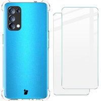 Etui + 2x szkło Bizon Case Clear Pack do Oppo Reno 5 5G, przezroczyste