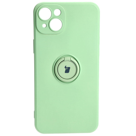 Etui Bizon Case Silicone Ring Sq do iPhone 15 Plus, jasnozielone