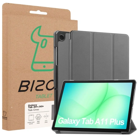 Etui z klapką Bizon Case Tab Croc do Galaxy Tab A11 Plus / A9 Plus, szare