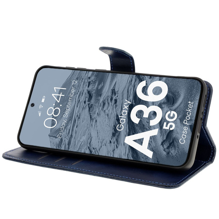 Etui z klapką Bizon Case Pocket do Galaxy A36 5G, granatowe