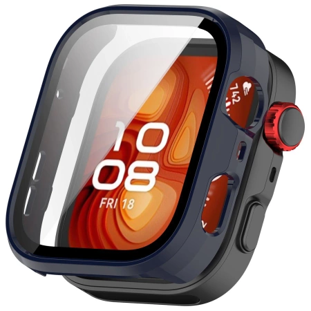 Etui ze szkłem do zegarka Bizon Case Watch Adamo do Huawei Watch Fit 4 Pro, niebieskie