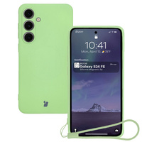 Silikonowe etui z pierścieniem magnetycznym Bizon Case Silicone Magnetic Sq do Galaxy S24 FE, jasnozielone