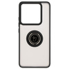 Etui z uchwytem na palec Bizon Case Hybrid Ring do Xiaomi 14T Pro, przydymione z czarną ramką