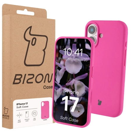 Silikonowe etui Bizon Soft Case do iPhone 17, fuksja
