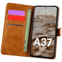 Etui z klapką Bizon Case Pocket do Galaxy A37 5G, brązowe