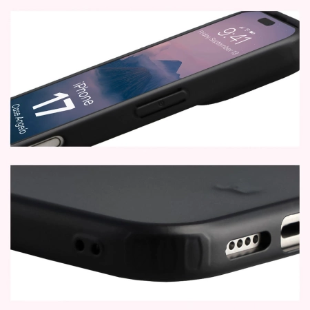 Etui Bizon Case Angelo do iPhone 17, przydymione z czarną ramką