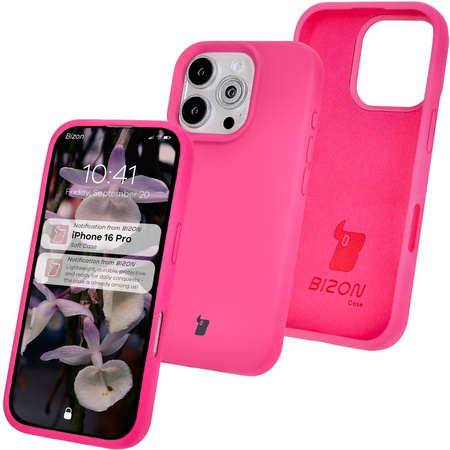 Silikonowe etui Bizon Soft Case do iPhone 16 Pro, fuksja