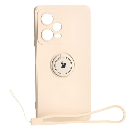 Etui Bizon Case Silicone Ring Sq do Xiaomi Redmi Note 12 Pro Plus 5G, beżowe