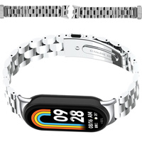 Pasek ze stali nierdzewnej Bizon Strap Watch Aura do Xiaomi Smart Band 10 / 9 / 9 NFC / 8, srebrny