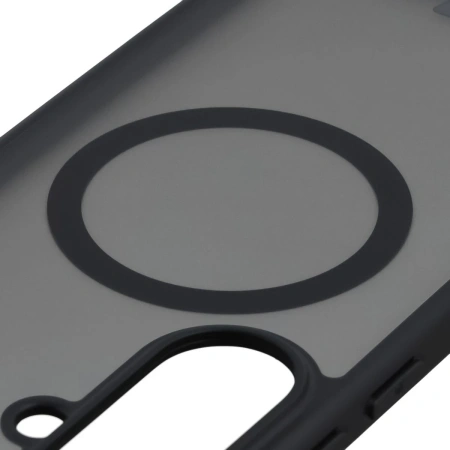 Etui z pierścieniem magnetycznym Bizon Case MatteO do Galaxy A37 5G / A36 5G, przydymione-czarne