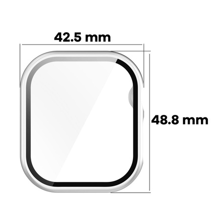 Etui ze szkłem do zegarka Bizon Case Watch Adamo do Apple Watch 11 / 10 (46mm), srebrne