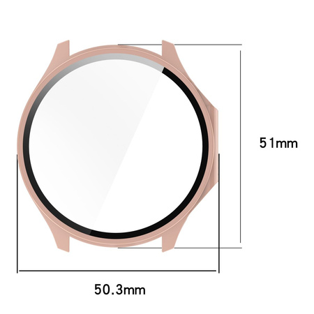 Etui ze szkłem do zegarka Bizon Case Watch Adamo do OnePlus Watch 3 / Oppo Watch X2, różowe