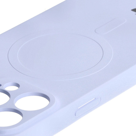 Etui silikonowe z pierścieniem magnetycznym Bizon Case Silicone Magnetic do iPhone 15 Pro Max, jasnofioletowe