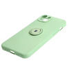 Etui Bizon Case Silicone Ring Sq do Apple iPhone 15 Plus, jasnozielone
