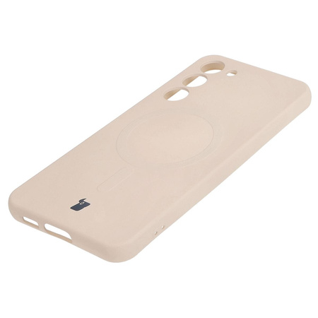 Etui silikonowe z pierścieniem magnetycznym Bizon Case Silicone Magnetic do Galaxy S23 Plus, beżowe