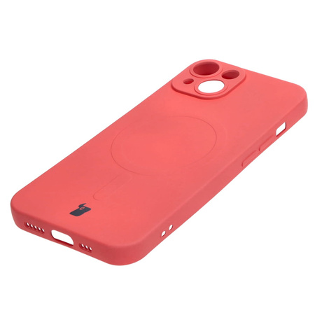 Etui silikonowe z pierścieniem magnetycznym Bizon Case Silicone Magnetic do iPhone 14, brudnoróżowe