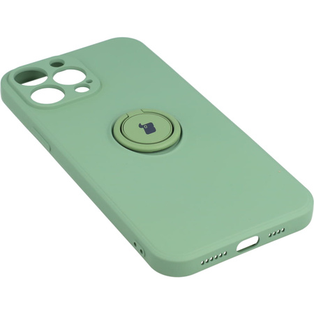 Etui Bizon Case Silicone Ring do iPhone 13 Pro Max, jasnozielone