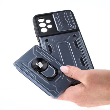 Etui Bizon Case Camshield Card Slot Ring do Galaxy A13 4G, szare