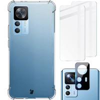 Etui + 2x szkło + obiektyw Bizon Case Clear Pack do Xiaomi 12T, przezroczyste