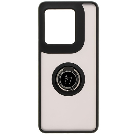 Etui z uchwytem na palec Bizon Case Hybrid Ring do Motorola Edge 50 Ultra, przydymione z czarną ramką