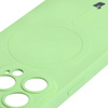 Etui silikonowe z pierścieniem magnetycznym Bizon Case Silicone Magnetic do iPhone 14 Pro, jasnozielone