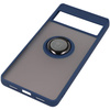Etui z uchwytem na palec Bizon Case Hybrid Ring do Google Pixel 7 Pro, przydymione z granatową ramką
