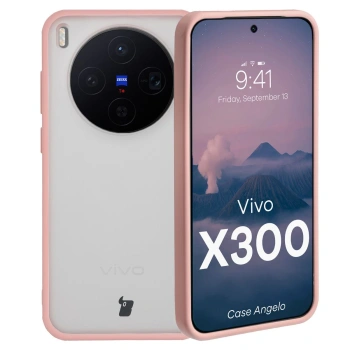 Etui Bizon Case Angelo do Vivo X300, półprzezroczyste z jasnoróżową ramką