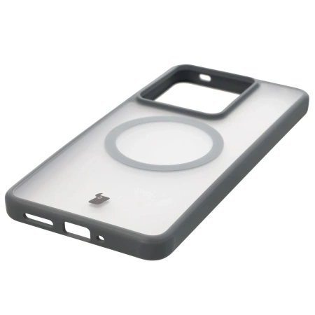 Etui z pierścieniem magnetycznym Bizon Case MatteO do Realme GT 7 / 7T, przydymione-szare