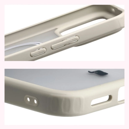 Etui z pierścieniem magnetycznym Bizon Case MatteO do Xiaomi POCO F8 Ultra, przydymione-beżowe