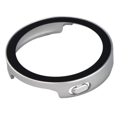 Etui ze szkłem do zegarka Bizon Case Watch Adamo do Huawei Watch GT6 41 mm, satynowo srebrne