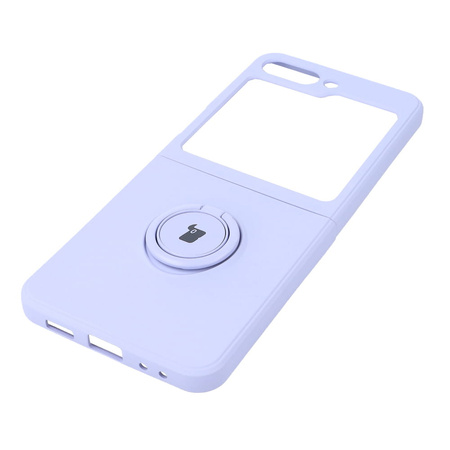 Etui Bizon Case Silicone Ring Sq do Galaxy Z Flip5, jasnofioletowe