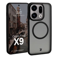 Etui z pierścieniem magnetycznym Bizon Case MatteO do Oppo Find X9, przydymione-czarne