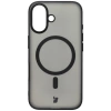 Etui z pierścieniem magnetycznym Bizon Case MatteO do iPhone 16, półprzezroczyste z czarną ramką